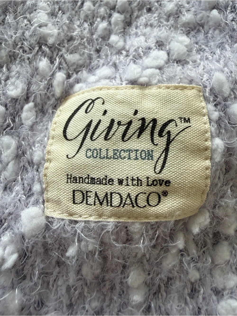 DEMDACO Giving Collection Cozy Knit Pocket Wrap Shawl Lavender White 80”